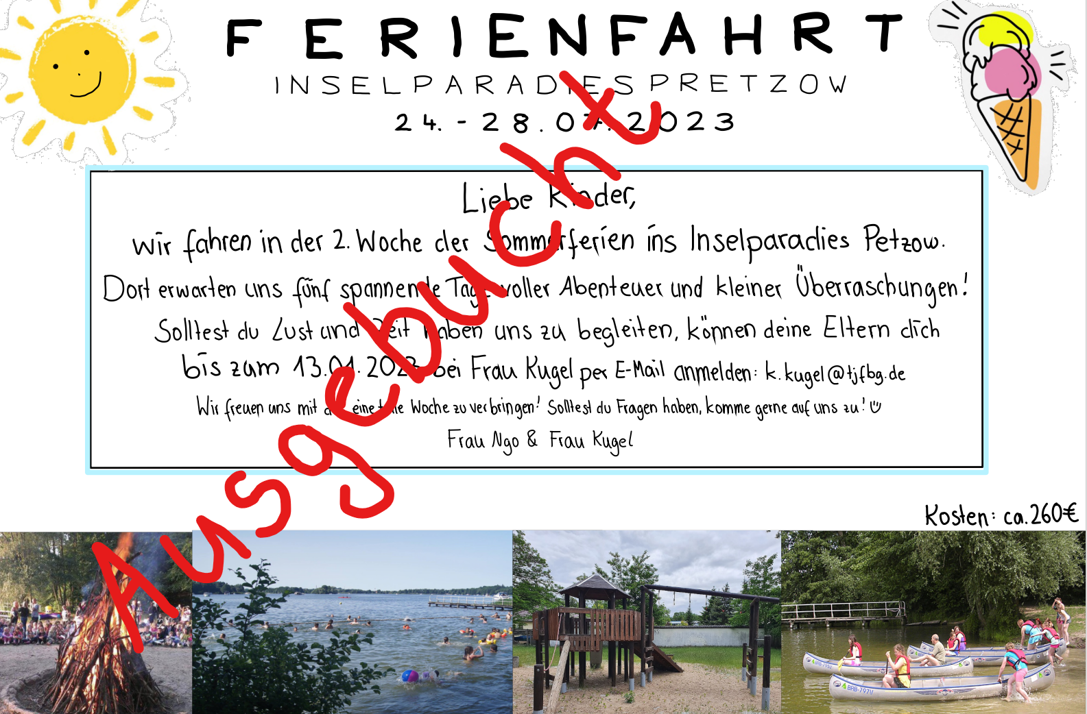Ferienfahrt Kugel ausgebucht Ferienfahrt Kugel ausgebucht