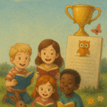 Kinder, die zu Ostern ein Buch lesen