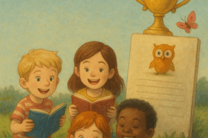 Kinder, die zu Ostern ein Buch lesen